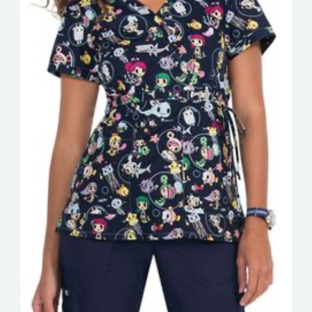 Koi X Tokidoki Medical Scrub Top - DEEP SEA FRIENDS- xl -Kathryn Style